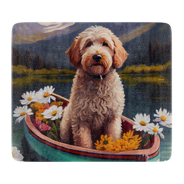 Planche À Découper Goldendoodle sur une pagaie : Une aventure pittore (Devant)