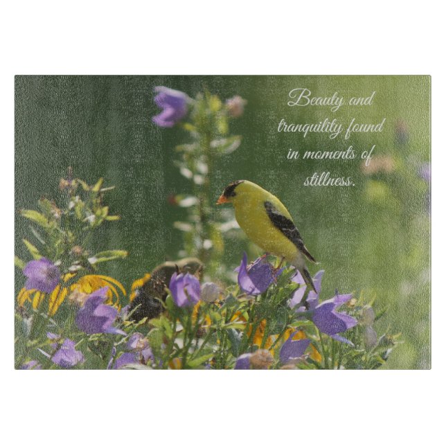 Planche À Découper Goldfinch sur Harebell Flower (Devant)