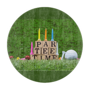 Planche À Découper Golf Par Tee temps avec ruban bleu sur vert