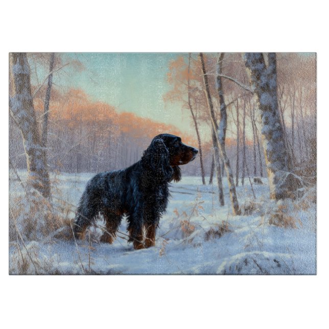 Planche À Découper Gordon Setter Laisse Il Neige Noël (Devant)