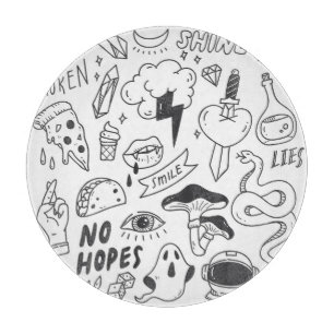 Planche À Découper Graffiti mignon : Doodle Art Set.