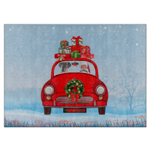 Planche À Découper Grand Chien Danois En Voiture Avec Le Père Noël