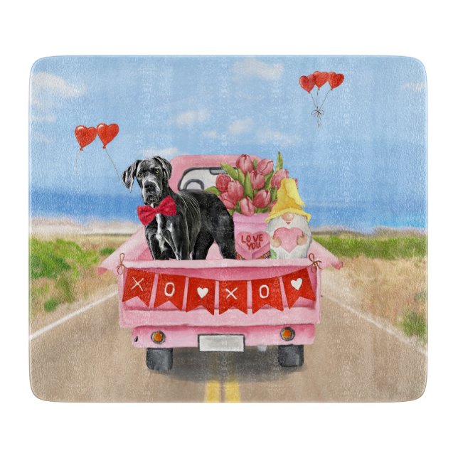 Planche À Découper Grand Danois Camion de la Saint-Valentin (Devant)