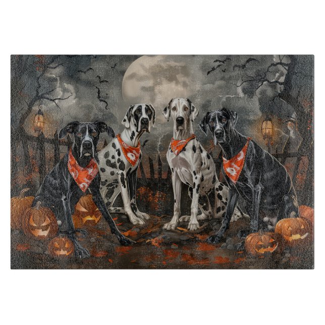 Planche À Découper Grand Danois Halloween Épouvantable (Devant)