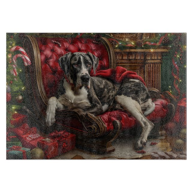 Planche À Découper Grand Danois Noël Fête (Devant)