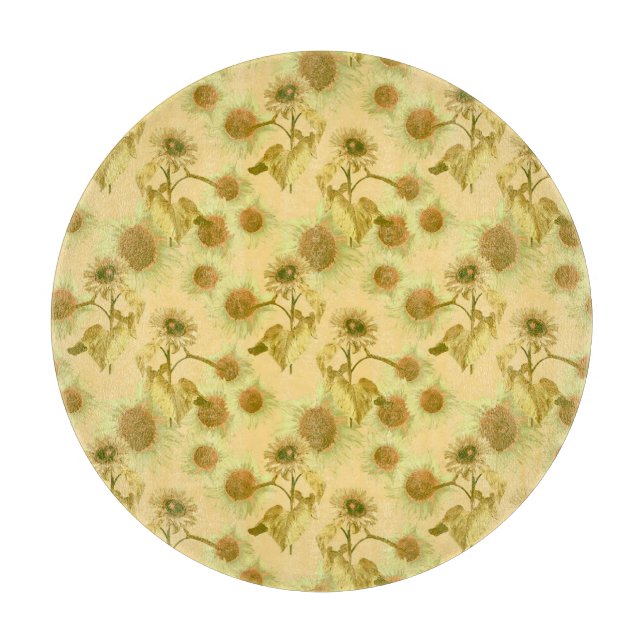 Planche À Découper Grand motif de tournesols (Devant)