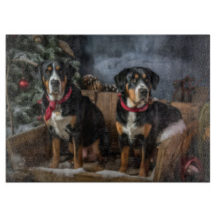 Planche À Découper Grand Noël Chariot enneigé Montagne Suisse