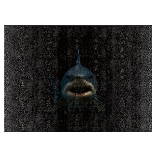 Planche À Découper Grand requin blanc Black 4 Luxe Glass board (Devant)