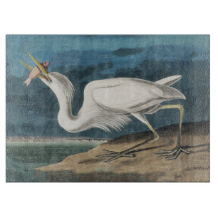 Planche À Découper Grande Aigrette d'Audubon : Oiseau côtier vintage