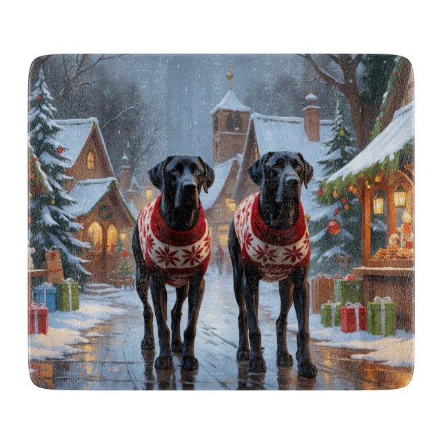 Planche À Découper Grands Danois Noël Fête de fin d'année (Devant)