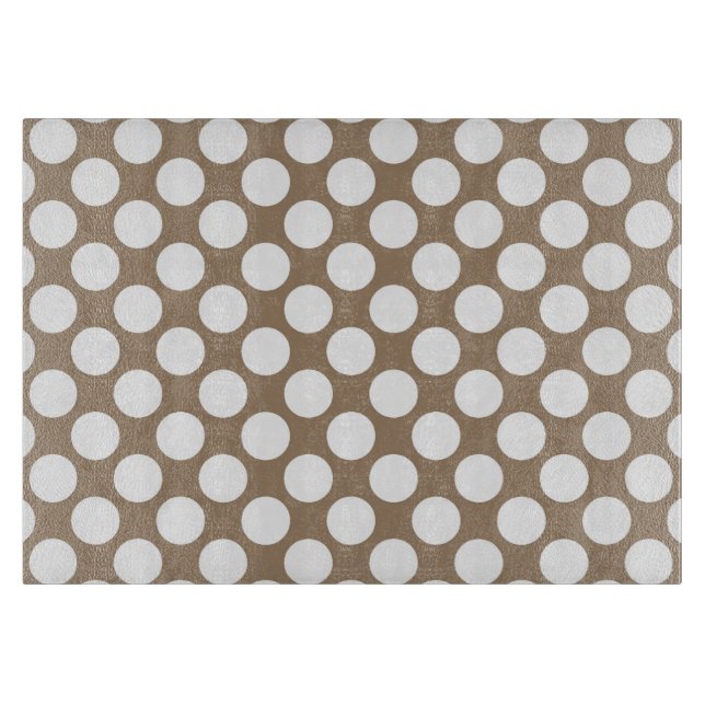 Planche À Découper Grands points rétro - blanc et taupe (Devant)