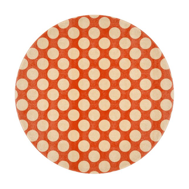 Planche À Découper Grands points rétro - orange pâle et mandarine (Devant)