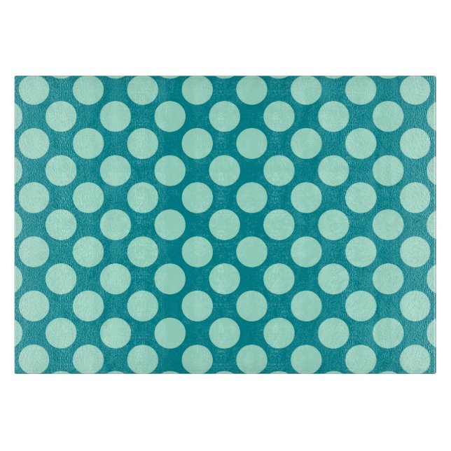 Planche À Découper Grands points rétro - turquoise et aqua (Devant)