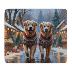 Planche À Découper Grands Pyrenees Chiens Noël Neige Vacances