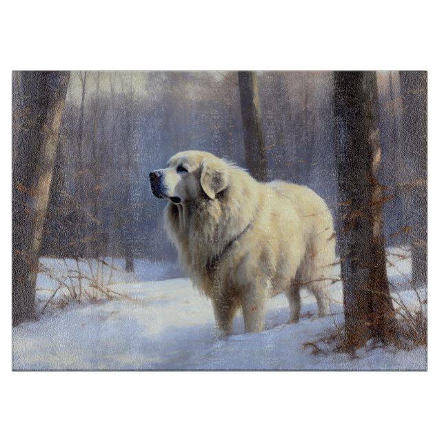 Planche À Découper Grands Pyrénées Qu'il neige Noël (Devant)
