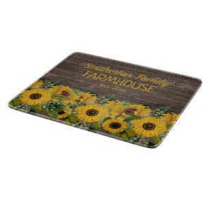 Planche À Découper Grange rustique en bois jaune tournesol maison de