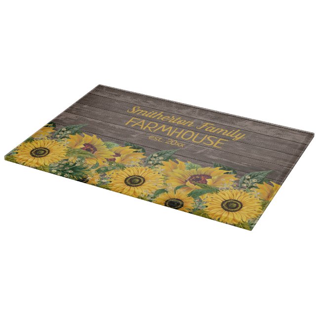 Planche À Découper Grange rustique en bois jaune tournesol maison de  (Coin)