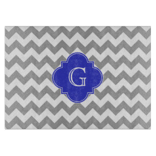 Planche À Découper Gray White Chevron Cobalt
