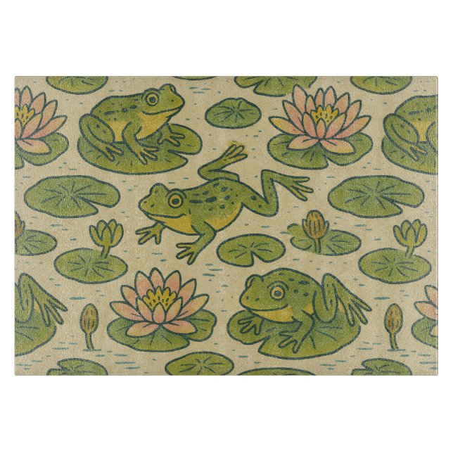 Planche À Découper Grenouille et lili pads Grenouilles Nénuphars (Devant)