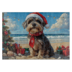 Planche À Découper Griffon à poil dur de Noël à la plage