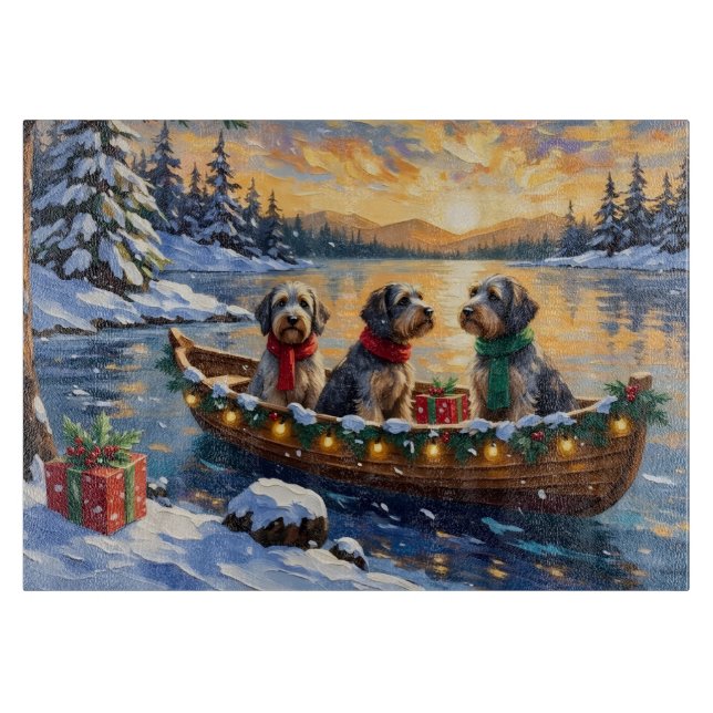 Planche À Découper Griffon d'arrêt à poil dur Noël Bateau Fêtes (Devant)