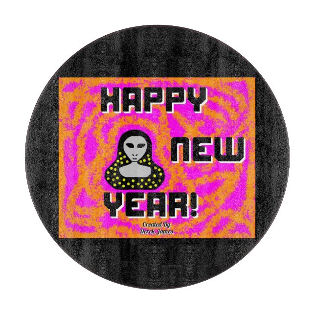 Planche À Découper Gris Nouvel An Wish Round Cutting Board 30,4 cm (Devant)