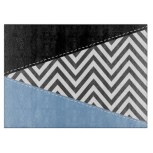 Planche À Découper Gris Zigzag, Gris Chevron, Motif Zigzag, Bleu