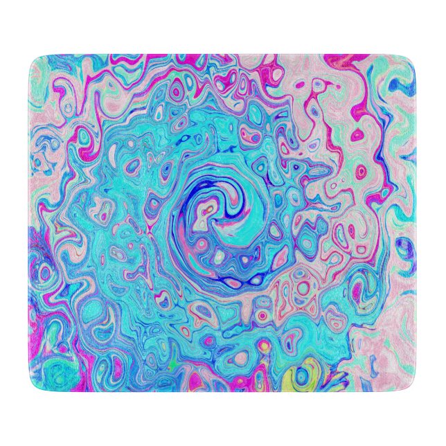 Planche À Découper Groovy Abstrait Rétro Tourbillon Bleu Œuf de Robin (Devant)