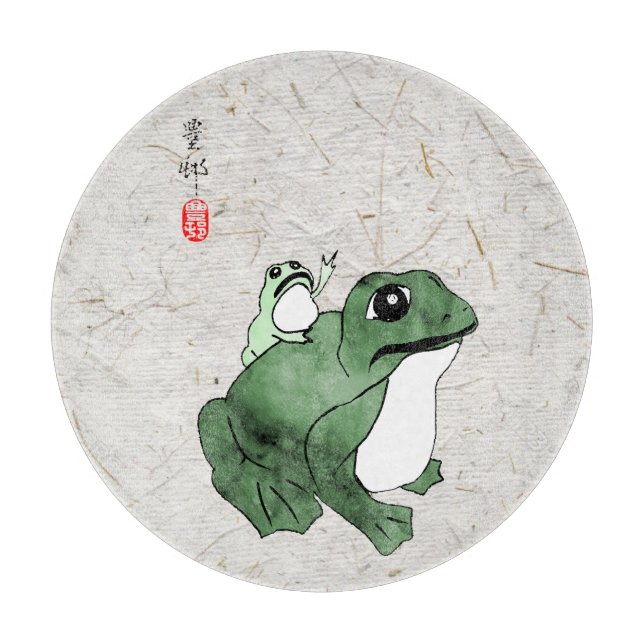 Planche À Découper Grosse grenouille Petit crapaud japonais 19e siècl (Devant)