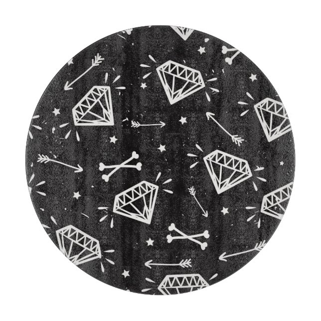 Planche À Découper Grunge rock : diamants, os motif. (Devant)