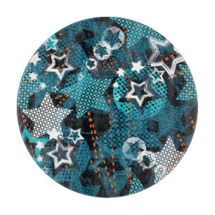 Planche À Découper Grunge star motif, design pour enfants ludique.
