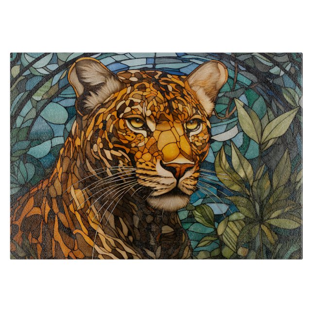 Planche À Découper Guépard en vitrail (Devant)