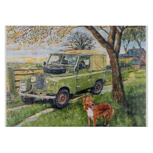 Planche À Découper Hachoir de verre avec l'image de Land Rover (Devant)