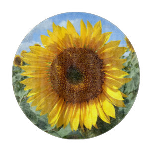 Planche À Découper Hachoir en verre décoratif de tournesol