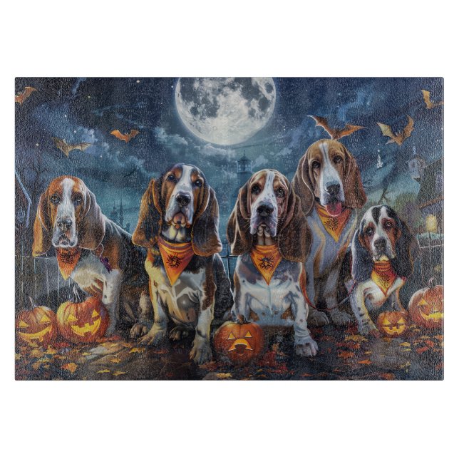 Planche À Découper Halloween Basset Hound Éffrayant (Devant)