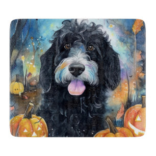 Planche À Découper Halloween Bernedoodle Avec La Peur Citrouille
