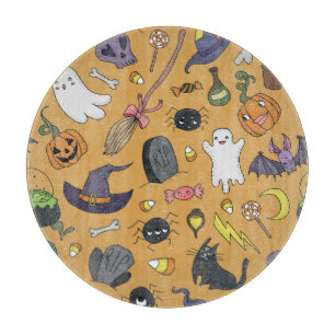 Planche À Découper Halloween Doodle Objets Motif sans couture