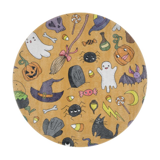 Planche À Découper Halloween Doodle Objets Motif sans couture (Devant)