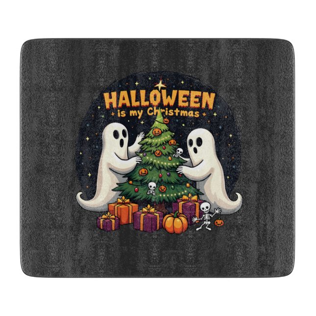 Planche À Découper Halloween est mon Noël drôle Fantôme Noël Père Noë (Devant)