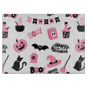 Planche À Découper Halloween rose et noir