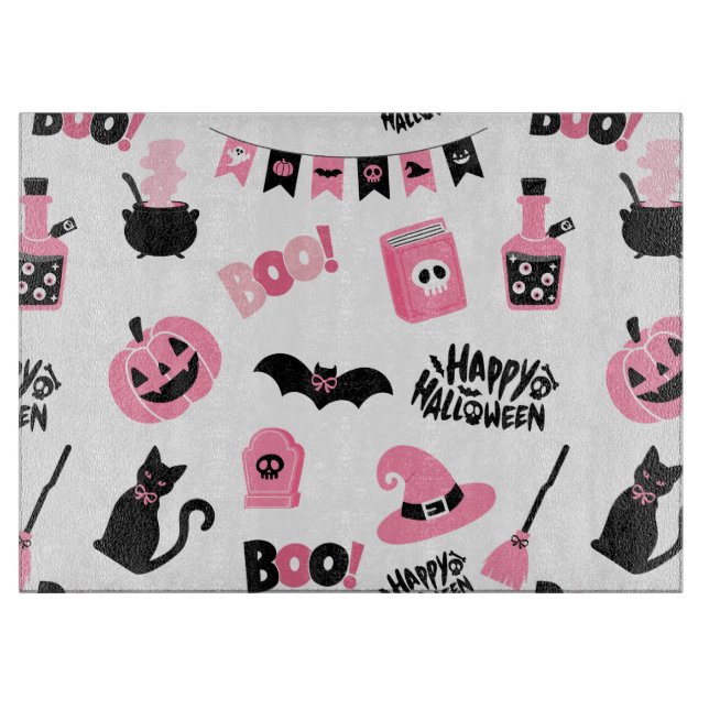 Planche À Découper Halloween rose et noir (Devant)