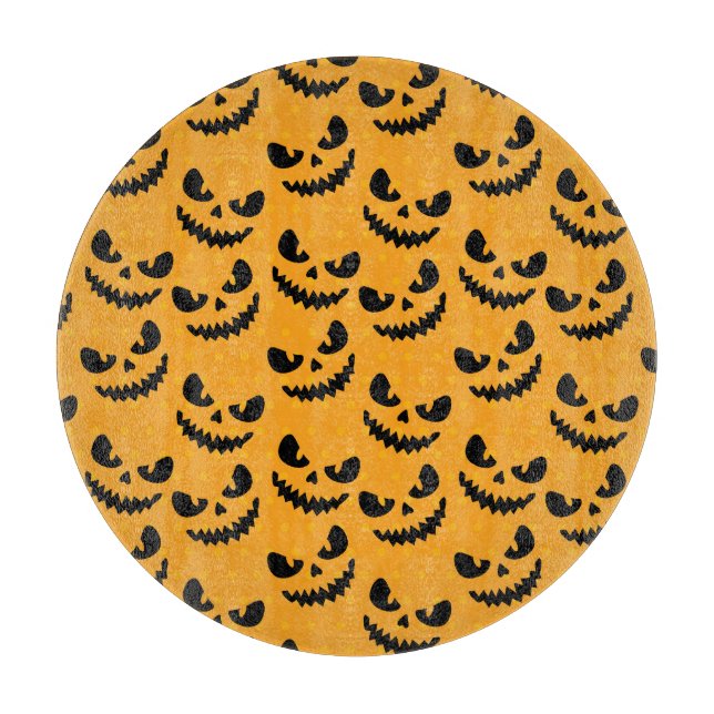 Planche À Découper Halloween : visages effrayants, style vintage. (Devant)
