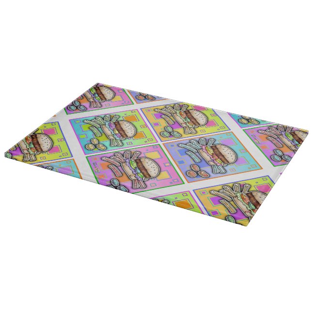 Planche À Découper HAMBURGER Pop Art GLASS CUTTING BOARTS (Coin)