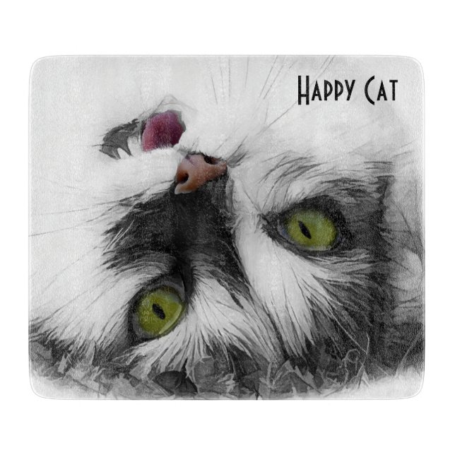 Planche À Découper Happy Cat élégant personnalisable (Devant)