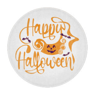 Planche À Découper Happy Halloween chauves-souris Jack-o'-lantern