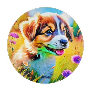 Planche À Découper Happy Puppy Meadow Design