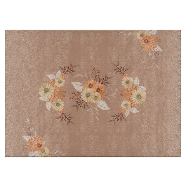Planche À Découper Harmonie d'Automne – Conception Florale Terreuse (Devant)