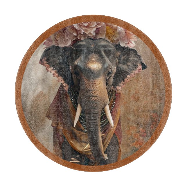 Planche À Découper Harmonie florale des éléphants (Devant)