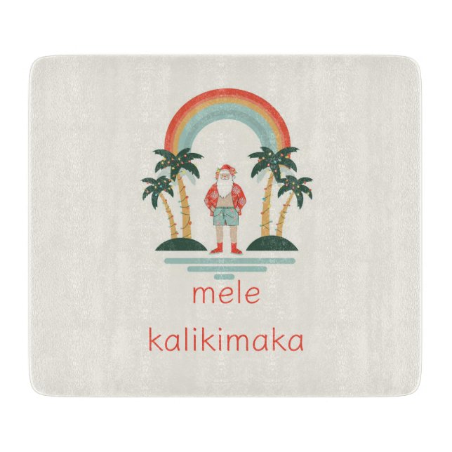 Planche À Découper Hawaïen/arc-en-ciel/Palms Père Noël (Devant)