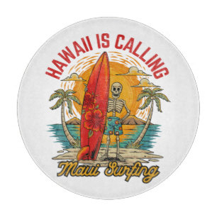 Planche À Découper Hawaii Appelle Maui Surfant les Vibrations de l'Îl